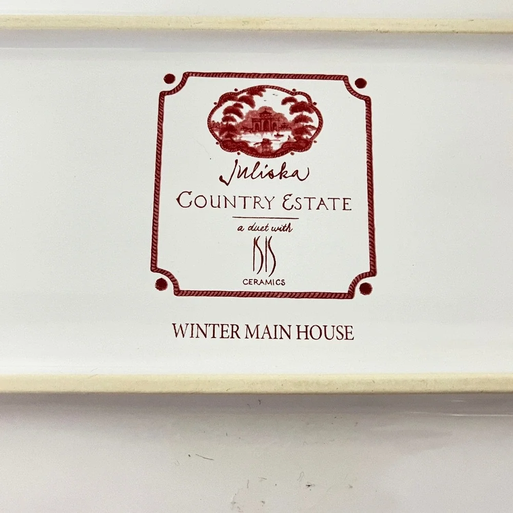 Juliska Country Estate Platter  Ruby Red Winter Main House Toile Tray